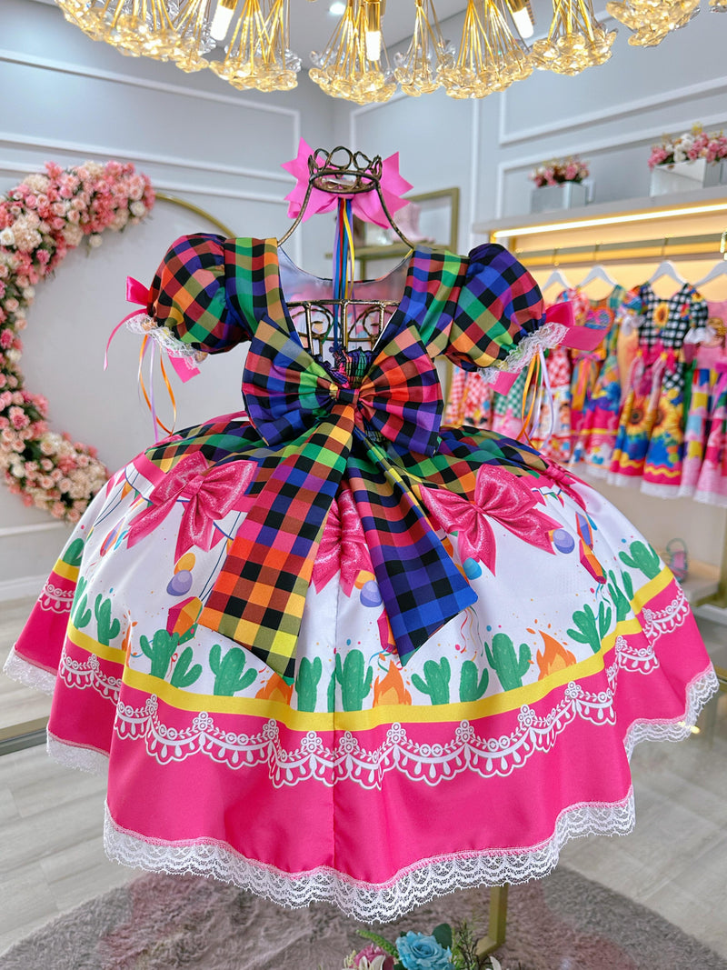 Vestido infantil junino luxo multicolorido