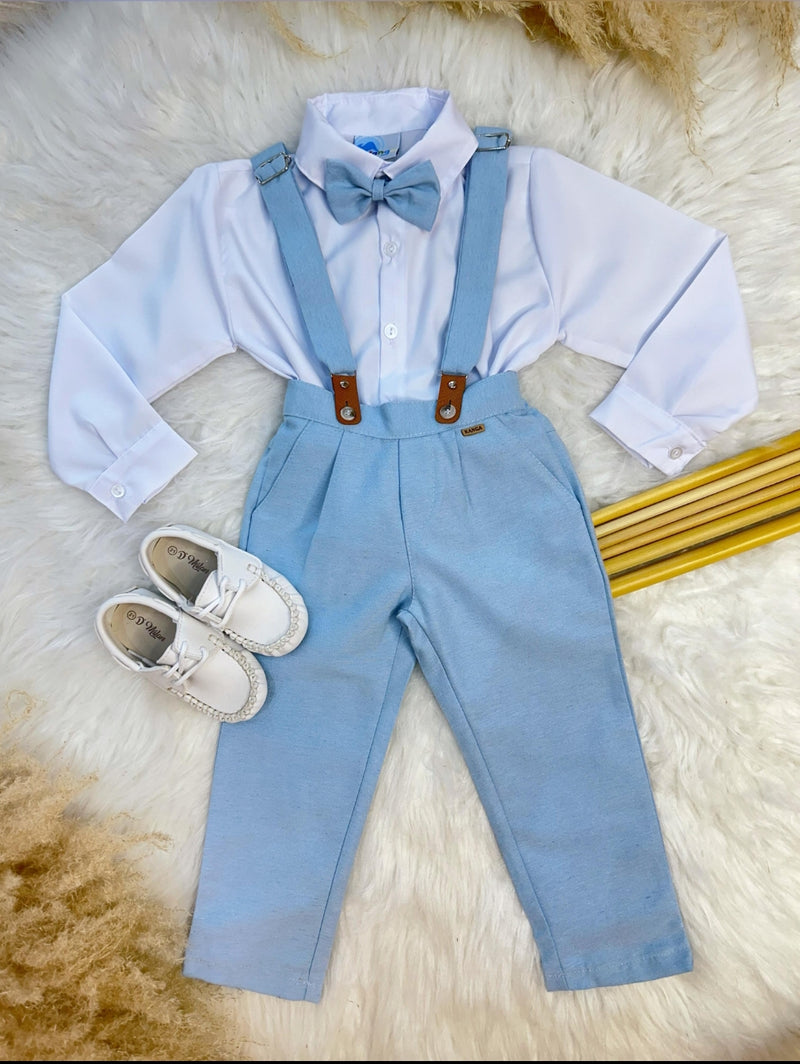 Conjunto social infantil com suspensório