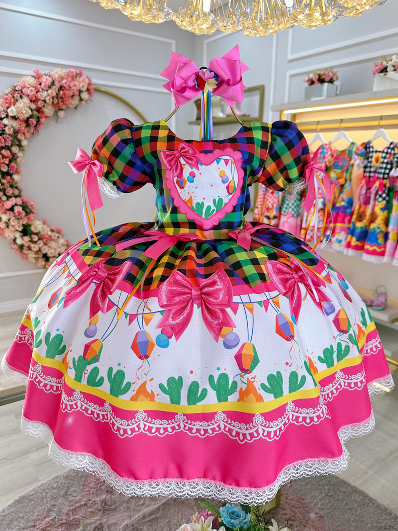 Vestido infantil junino luxo multicolorido