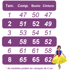 Vestido Tematico Branca de neve